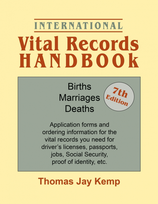 International Vital Records Handbook. 7th Edition