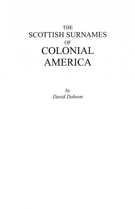 Scottish Surnames of Colonial America