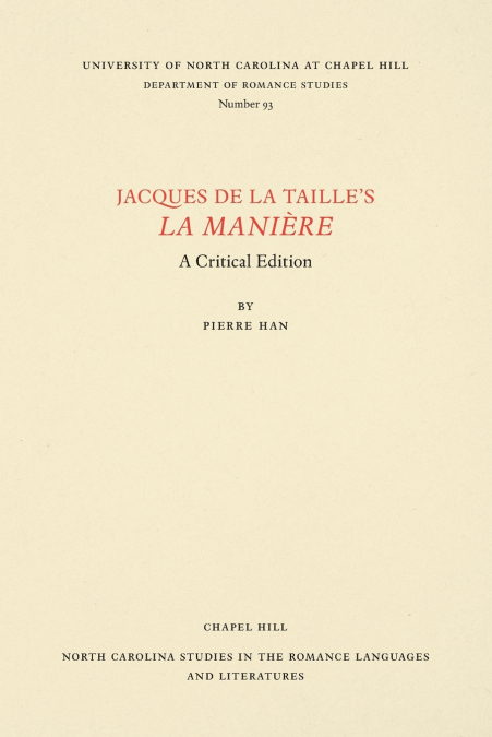 Jacques de la Taille’s La Manière