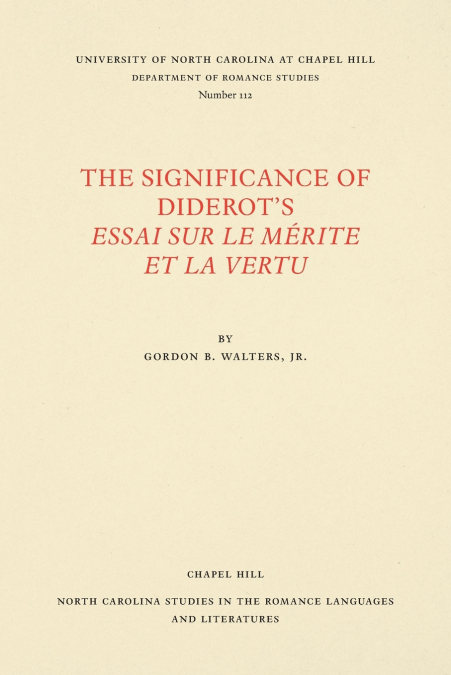 The Significance of Diderot’s Essai sur le mérite et la vertu