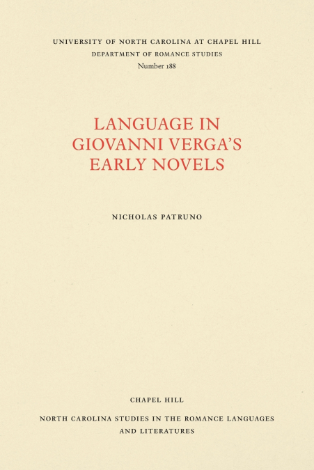 Language in Giovanni Verga’s Early Novels