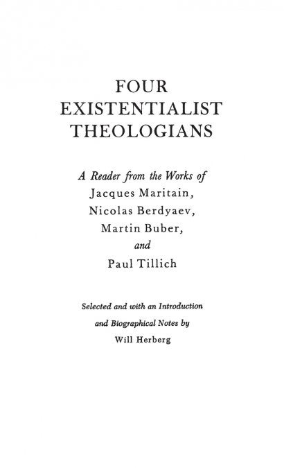 Four Existentialist Theologians