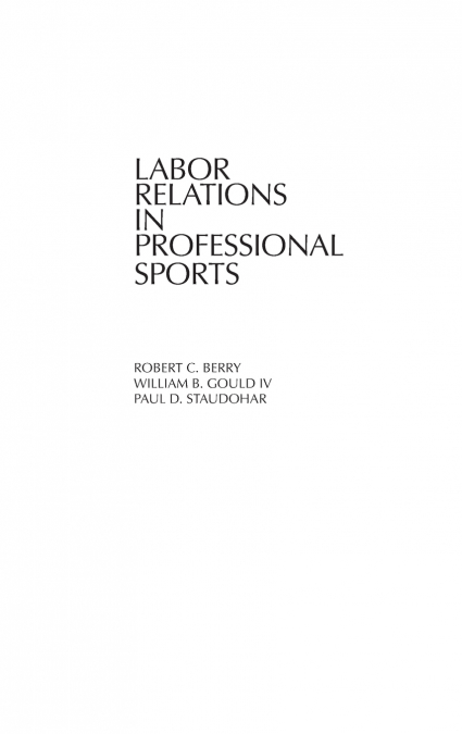 Labor Relations in Professional Sports