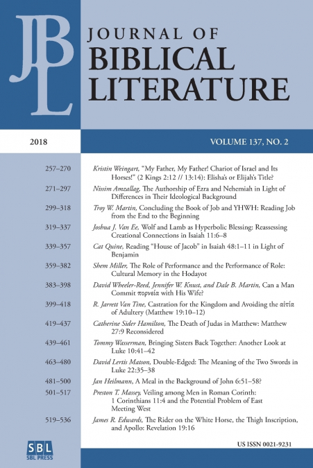 Journal of Biblical Literature 137.2 (2018)