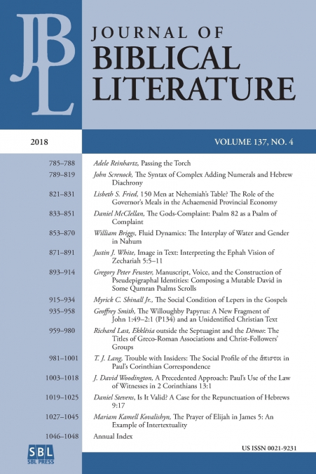Journal of Biblical Literature 137.4 (2018)