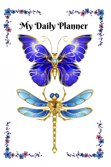 Blue and Gold Butterfly and Dragonfly Planner