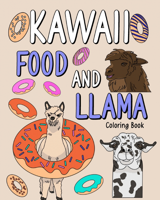 Kawaii Food and Llama Coloring Book