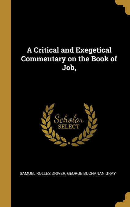 A Critical and Exegetical Commentary on the Book of Job,