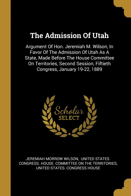 The Admission Of Utah