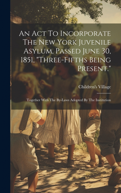 An Act To Incorporate The New York Juvenile Asylum, Passed June 30, 1851, 'three-fifths Being Present.'