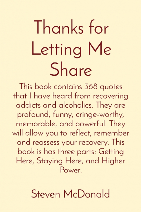 Thanks for Letting Me Share