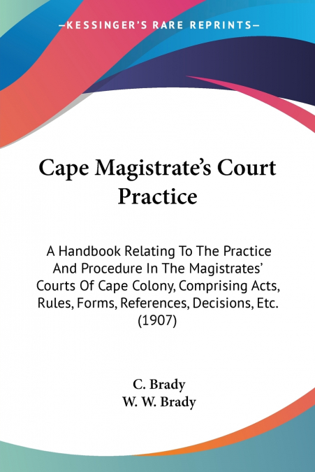 Cape Magistrate’s Court Practice