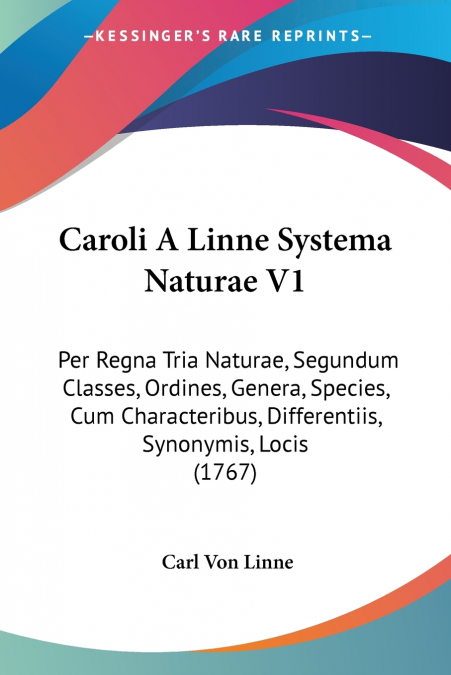 Caroli A Linne Systema Naturae V1