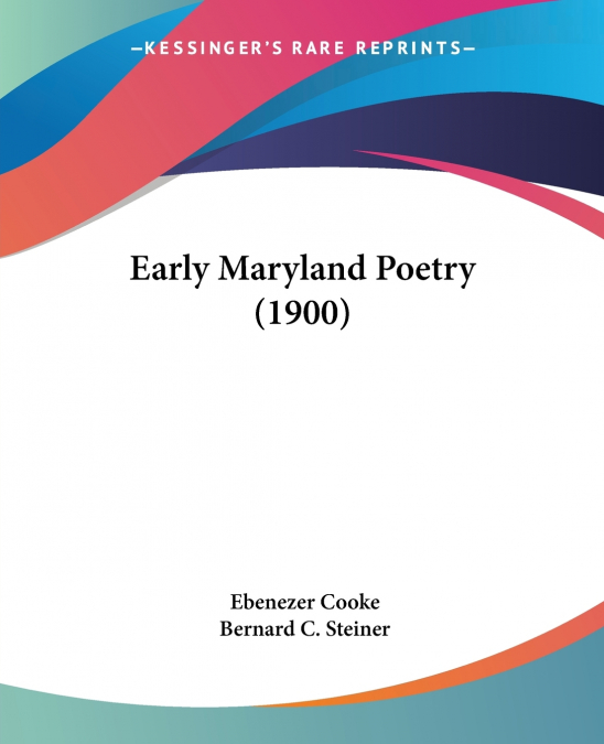Early Maryland Poetry (1900)