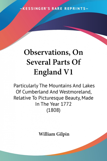 Observations, On Several Parts Of England V1
