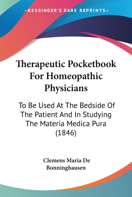 Therapeutic Pocketbook For Homeopathic Physicians