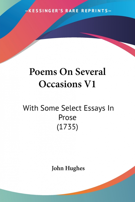 Poems On Several Occasions V1
