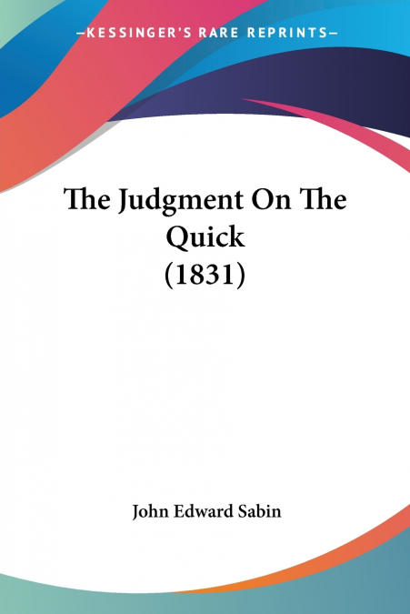 The Judgment On The Quick (1831)