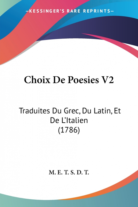 Choix De Poesies V2