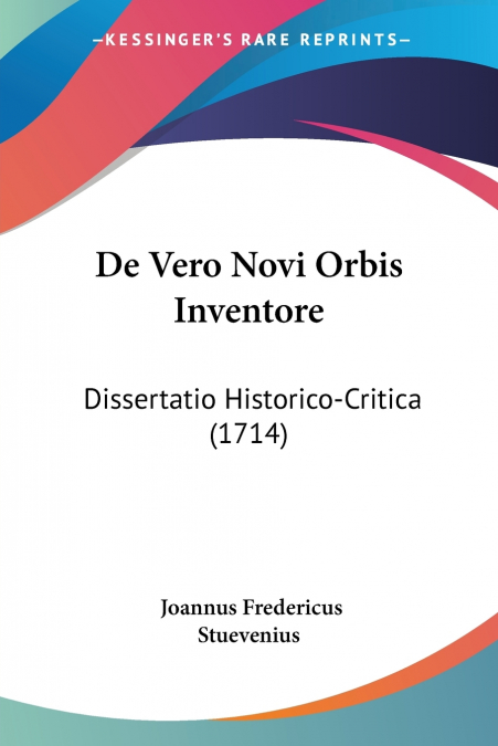 De Vero Novi Orbis Inventore