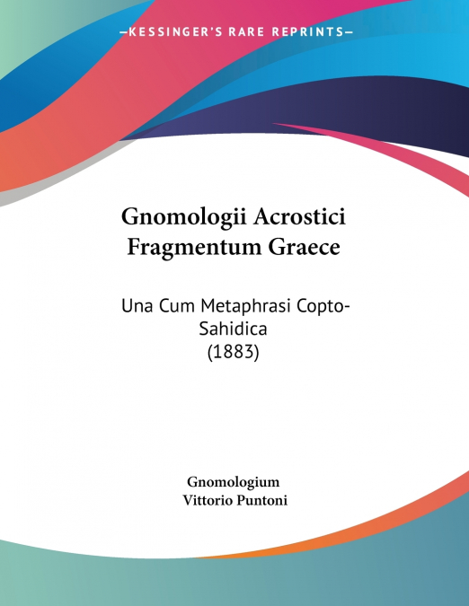Gnomologii Acrostici Fragmentum Graece
