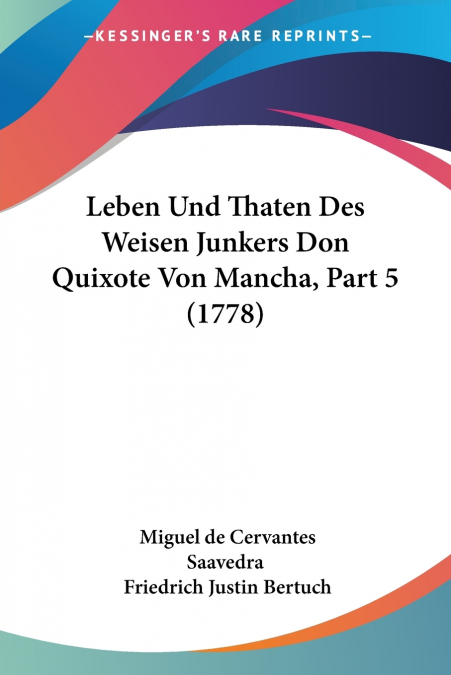 Leben Und Thaten Des Weisen Junkers Don Quixote Von Mancha, Part 5 (1778)