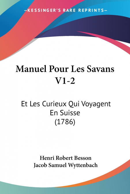 Manuel Pour Les Savans V1-2