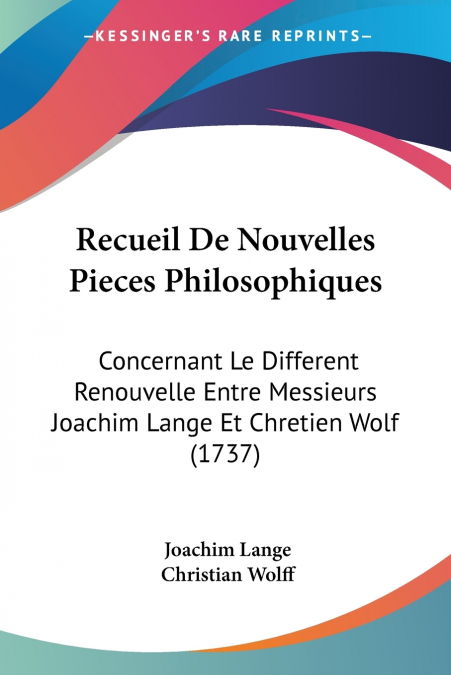 Recueil De Nouvelles Pieces Philosophiques