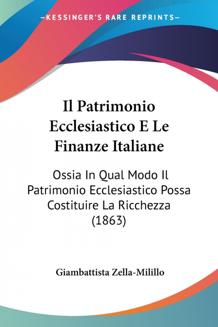 Il Patrimonio Ecclesiastico E Le Finanze Italiane