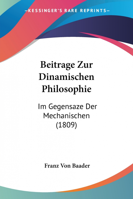 Beitrage Zur Dinamischen Philosophie