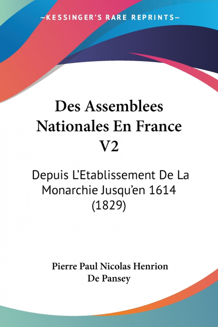 Des Assemblees Nationales En France V2