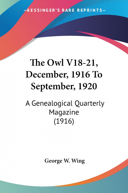 The Owl V18-21, December, 1916 To September, 1920