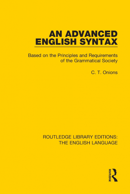 An Advanced English Syntax