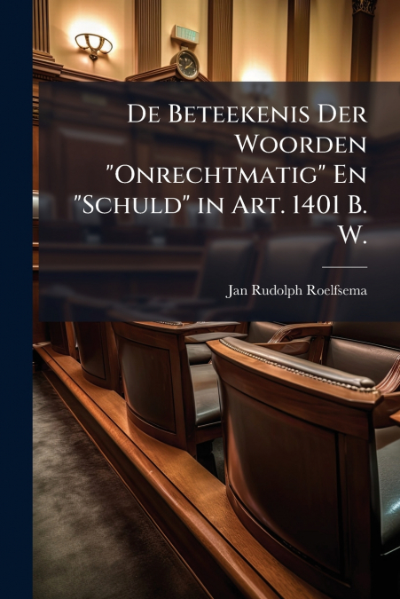 De Beteekenis Der Woorden 'Onrechtmatig' En 'Schuld' in Art. 1401 B. W.