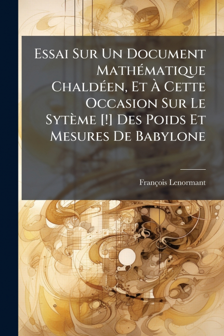 Essai Sur Un Document Mathématique Chaldéen, Et À Cette Occasion Sur Le Sytème [!] Des Poids Et Mesures De Babylone