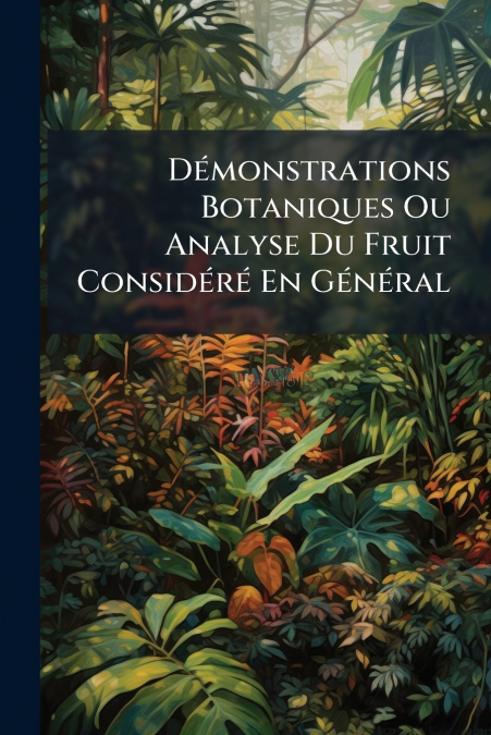 Démonstrations Botaniques Ou Analyse Du Fruit Considéré En Général