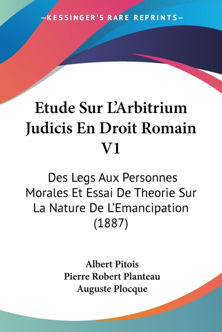 Etude Sur L’Arbitrium Judicis En Droit Romain V1