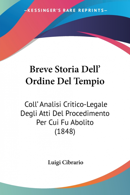 Breve Storia Dell’ Ordine Del Tempio