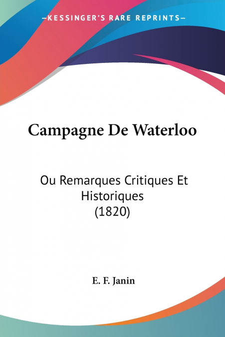 Campagne De Waterloo