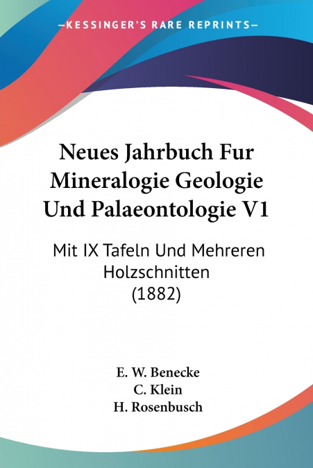 Neues Jahrbuch Fur Mineralogie Geologie Und Palaeontologie V1