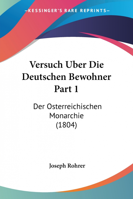 Versuch Uber Die Deutschen Bewohner Part 1