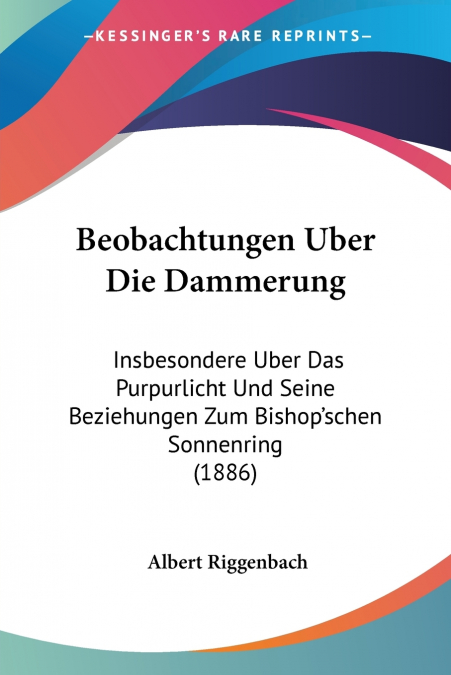Beobachtungen Uber Die Dammerung