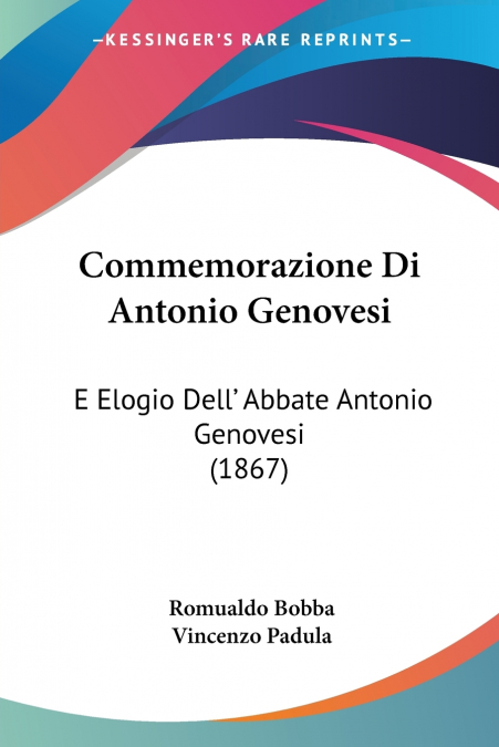 Commemorazione Di Antonio Genovesi