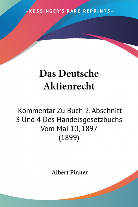 Das Deutsche Aktienrecht