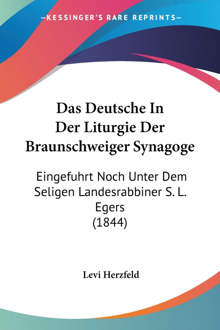 Das Deutsche In Der Liturgie Der Braunschweiger Synagoge