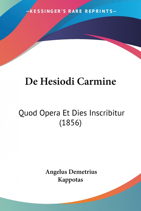 De Hesiodi Carmine