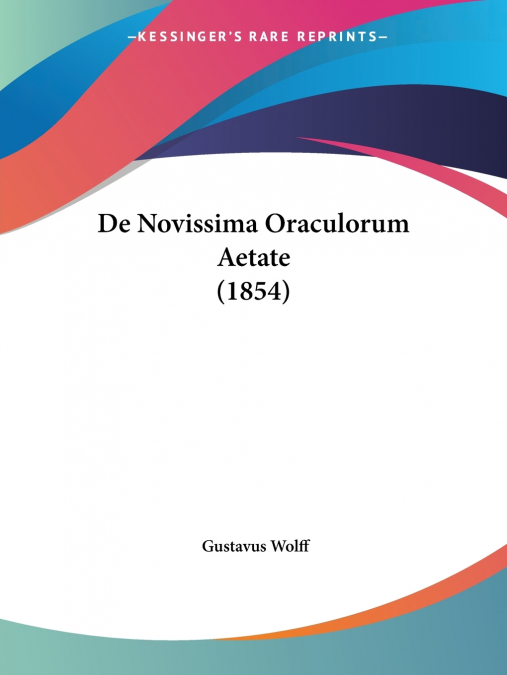De Novissima Oraculorum Aetate (1854)