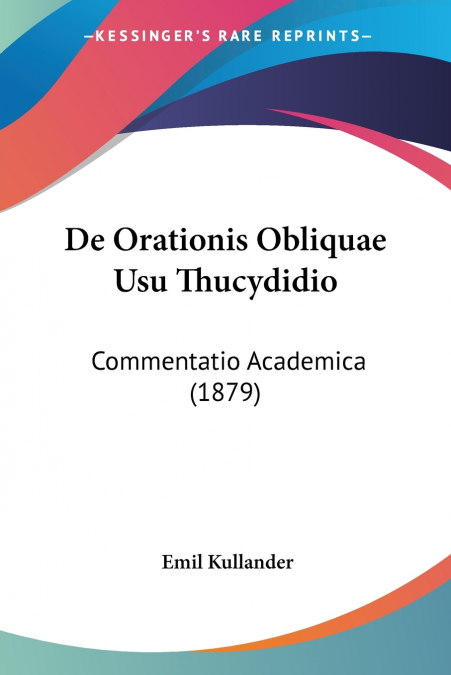 De Orationis Obliquae Usu Thucydidio