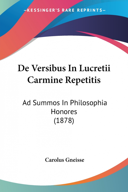 De Versibus In Lucretii Carmine Repetitis
