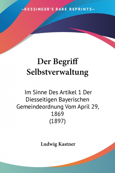 Der Begriff Selbstverwaltung